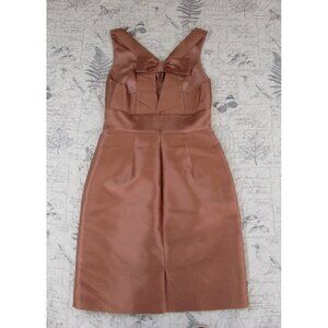 EUC J. CREW  Wool Silk Copper Bow Back Cocktail sheath Dress Womens size 0